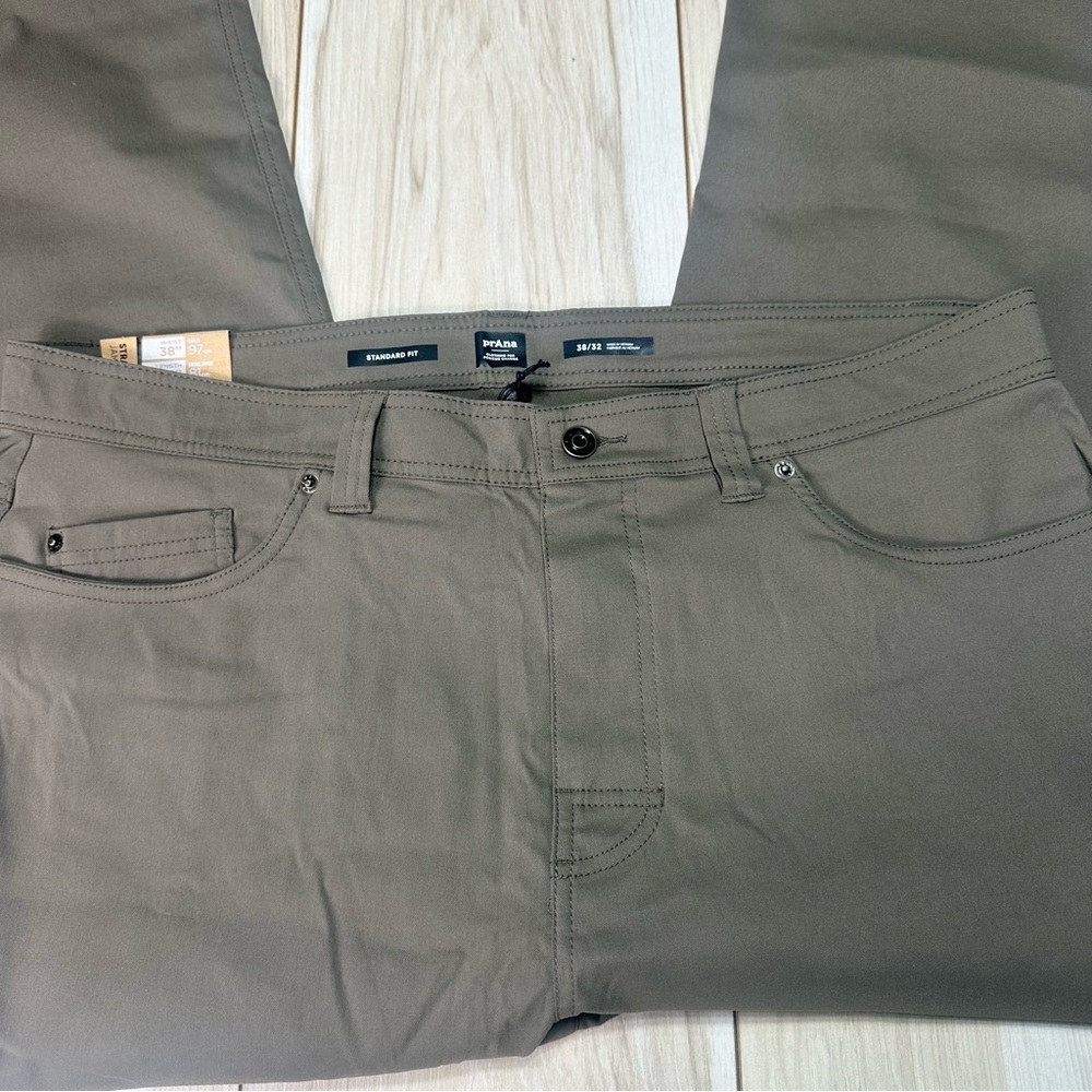 prAna Men's Green‎ Brion Pants Size 38x32 straight leg, standard fit MSRP$85 New - Picture 6 of 13